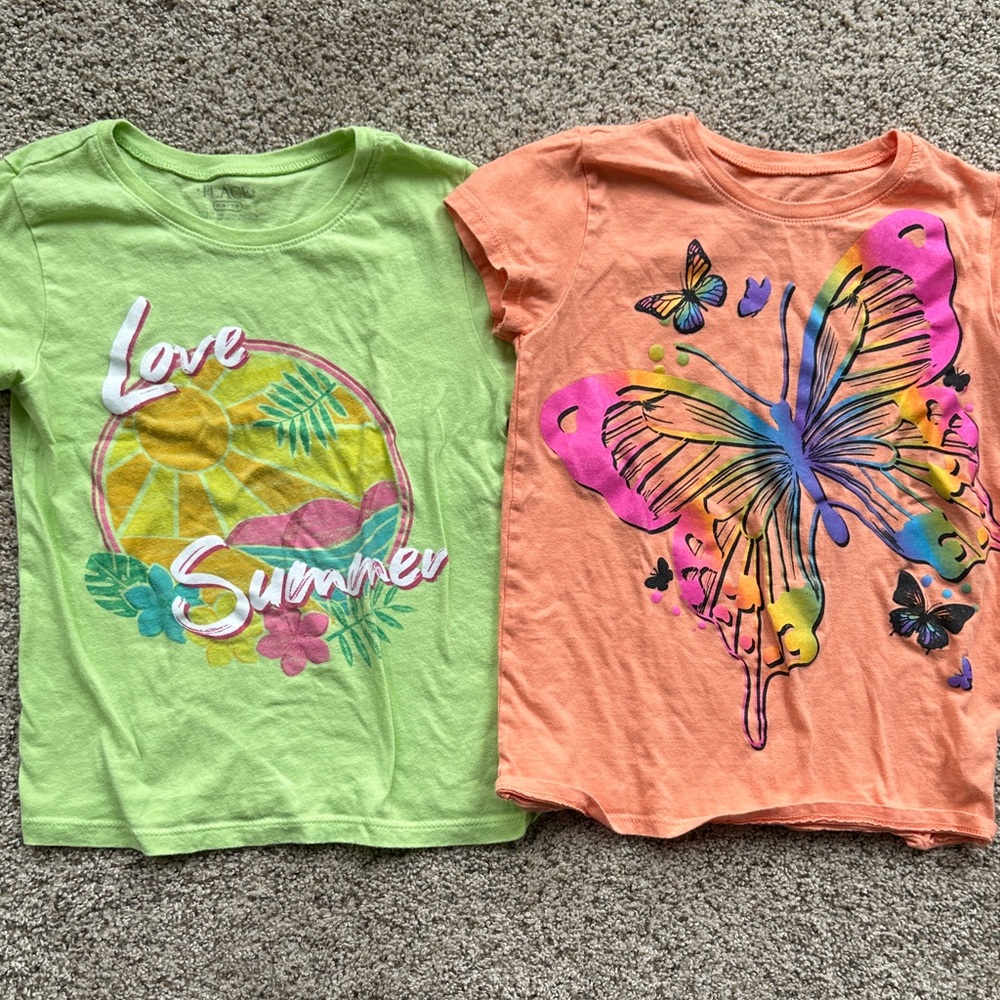 2 - Children’s Place Summer Graphic Tees size M (7-8) Sun and Butterfly